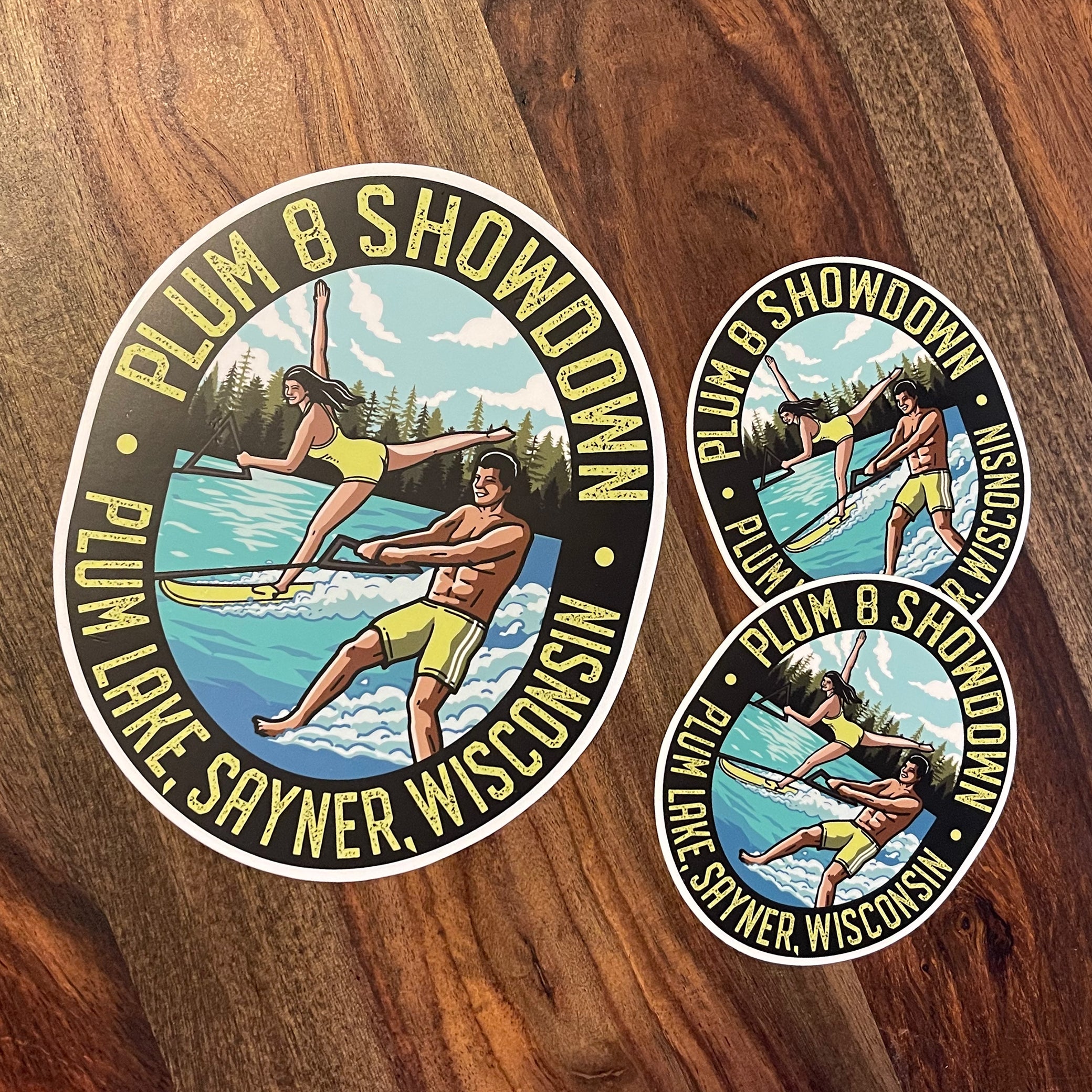 Plum Ski-ters Stickers & Postcards