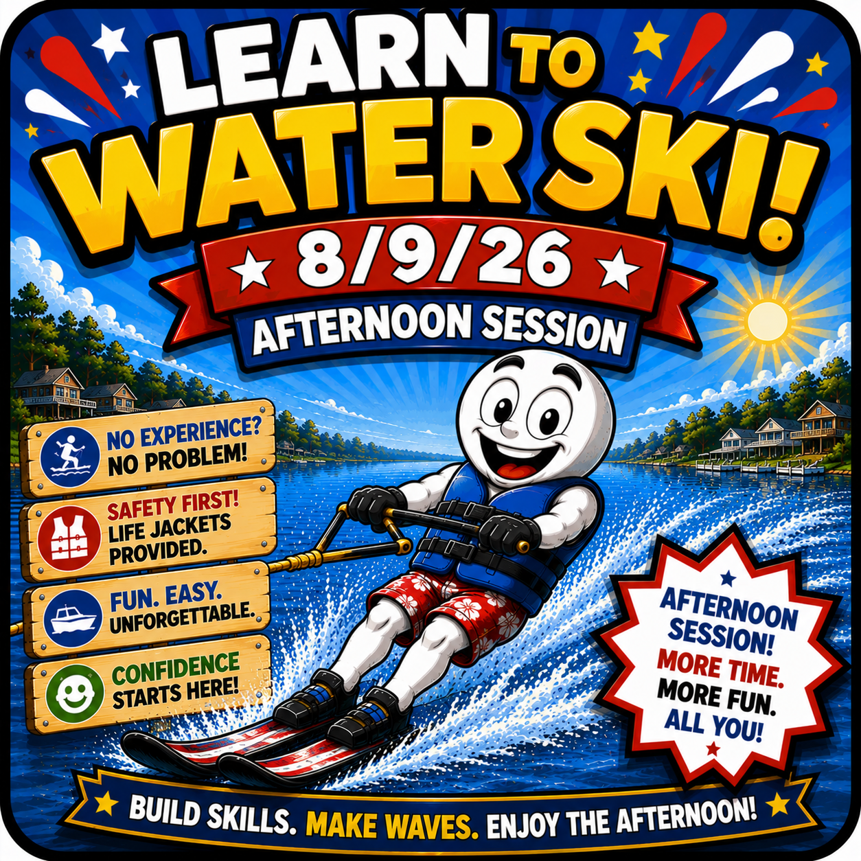 Learn to Ski – Afternoon Session 🌊 August 9th, 2026