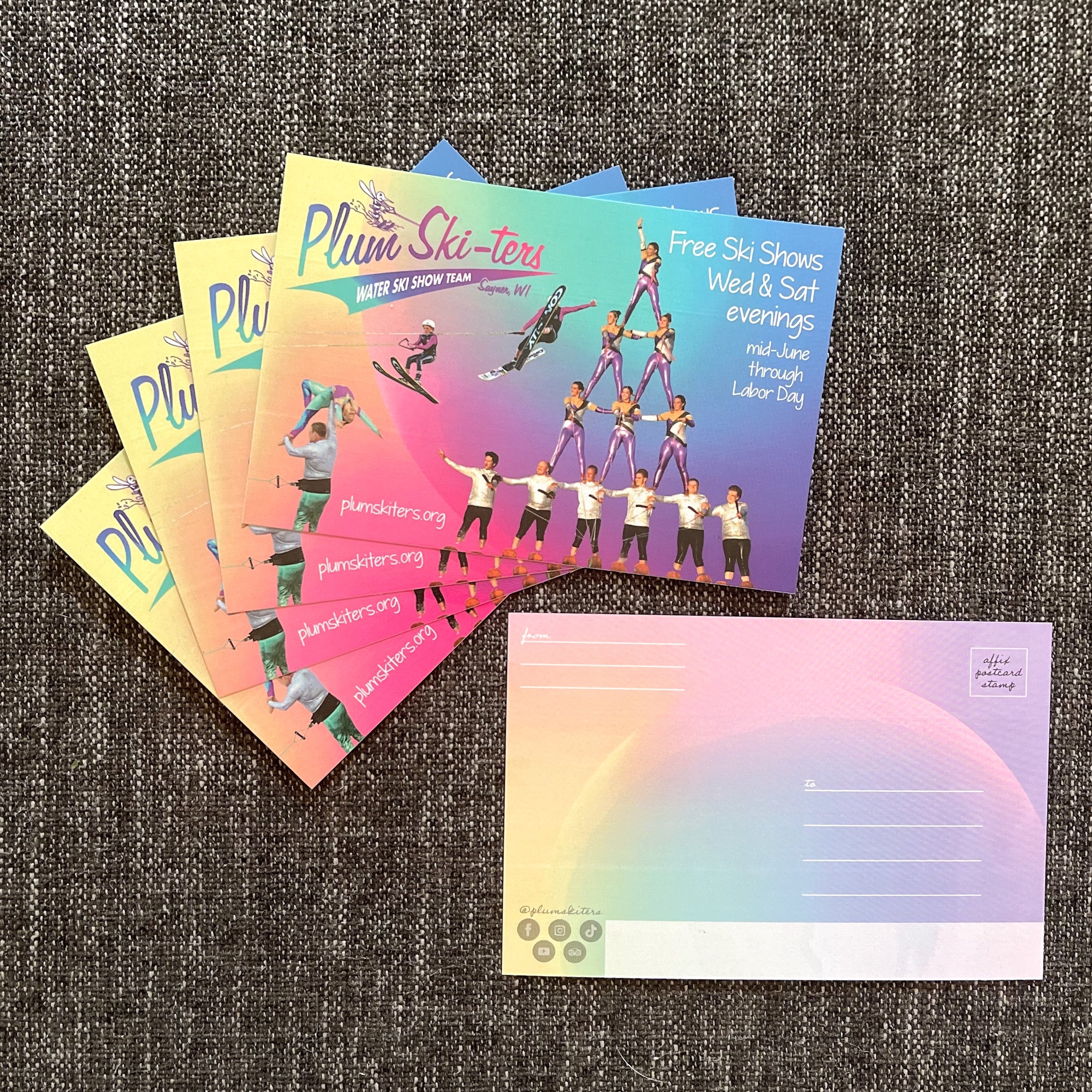 Plum Ski-ters Stickers & Postcards