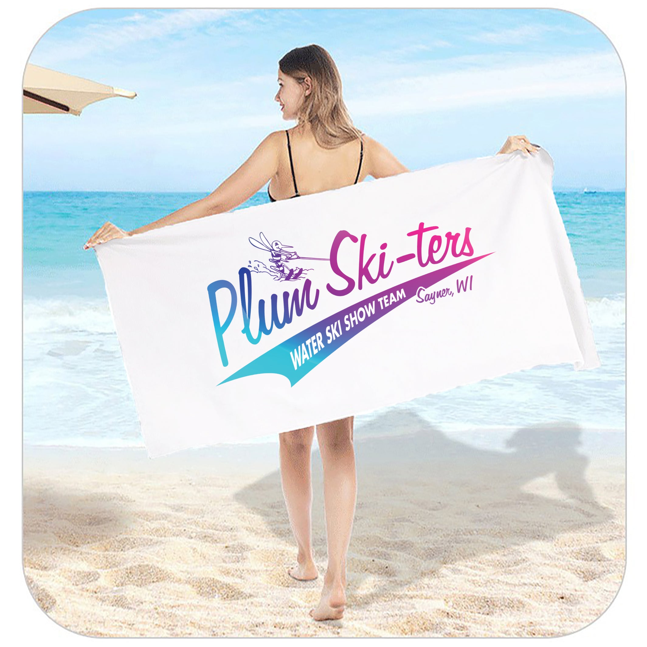 Plum Ski-ters Lightweight Quick-Dry Beach Towel